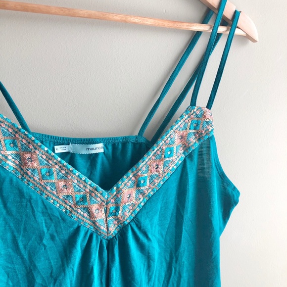 Maurices Emerald Green and Gold Double Strap Tank - Picture 2 of 3